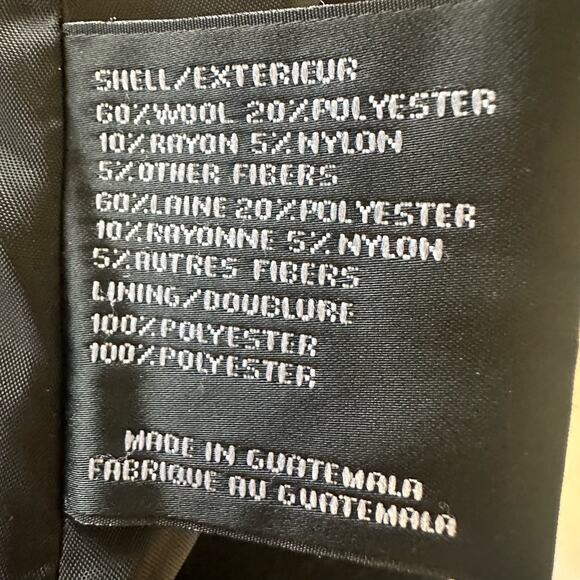 DKNY Womens Coat Wool Ruffle Front Wool Blend Knee Length Winter Whimsigoth | 2P - Picture 9 of 16